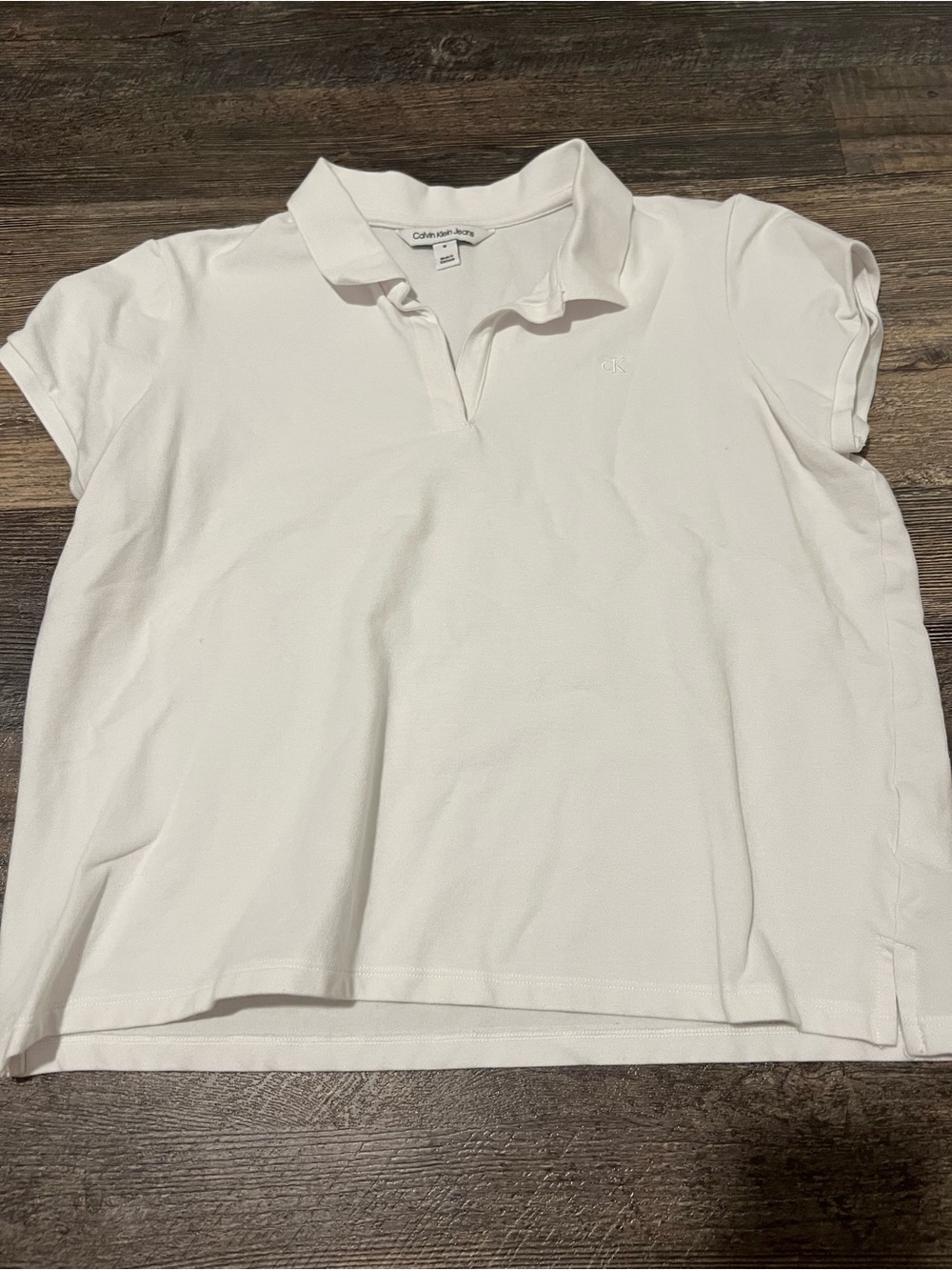 Calvin Klein White Cropped Polo Top
